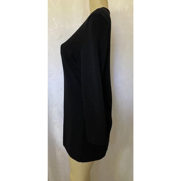 VTG St John Santana Knit Black Dress Long sleeve Crew Neck S line Mini T… - Picture 4 of 6